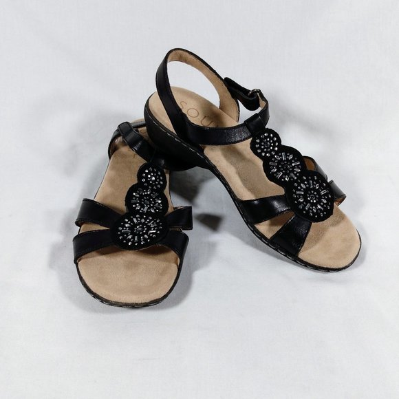 Natural Soul Shoes - SOUL Naturalizer Belle Sandal-Black-Size 7.5-New in Box